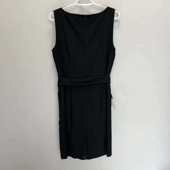 Ann Taylor | LBD Black Virgin Wool Sleeveless Knee Length Dress Belted Size 120 - Picture 8 of 8